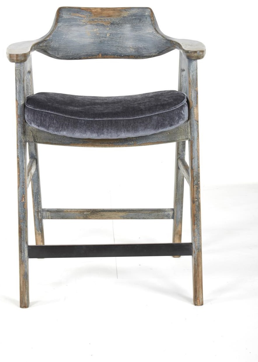 Nest Home Collections Counter Stools Wagner Counter Chair In Distressed Blue And Vintage Pewter Howell Furniture Bar Stools