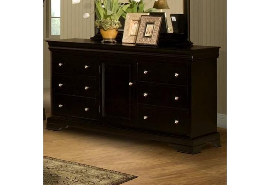 New Classic Belle Rose Six Drawer Dresser With Center Door And
