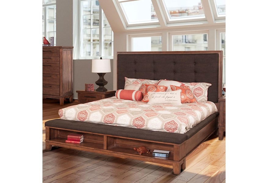 New Classic Cagney Transitional Upholstered Queen Platform Bed With Footboard Storage Wilcox Furniture Platform Beds Low Profile Beds