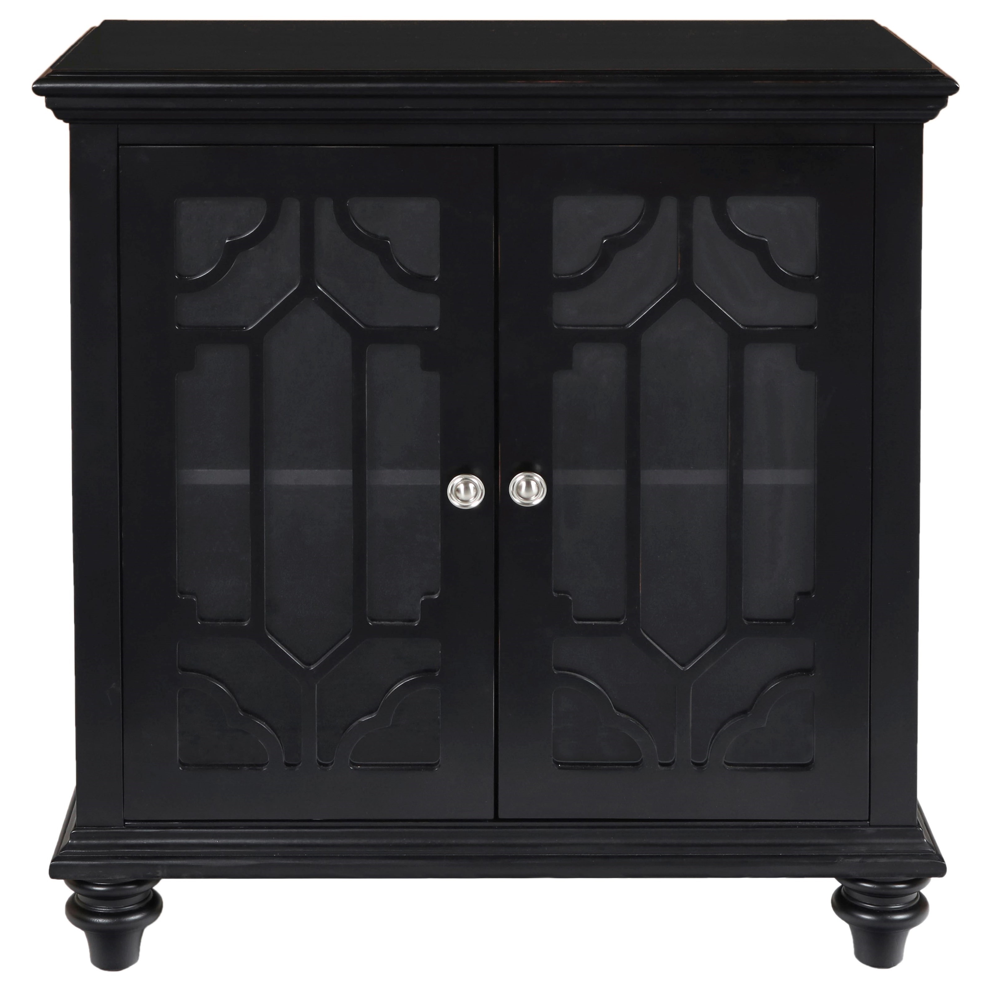New Classic Enzo Ta3800 Blk Glass Front Cabinet With Doors