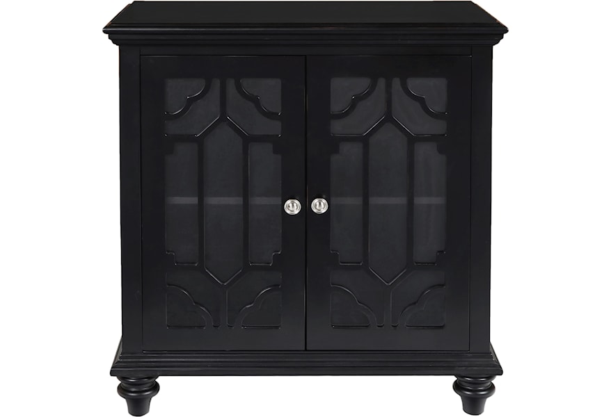 New Classic Enzo Ta3800 Blk Glass Front Cabinet With Doors