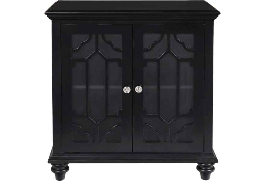 New Classic Enzo Ta3800 Blk Glass Front Cabinet With Doors