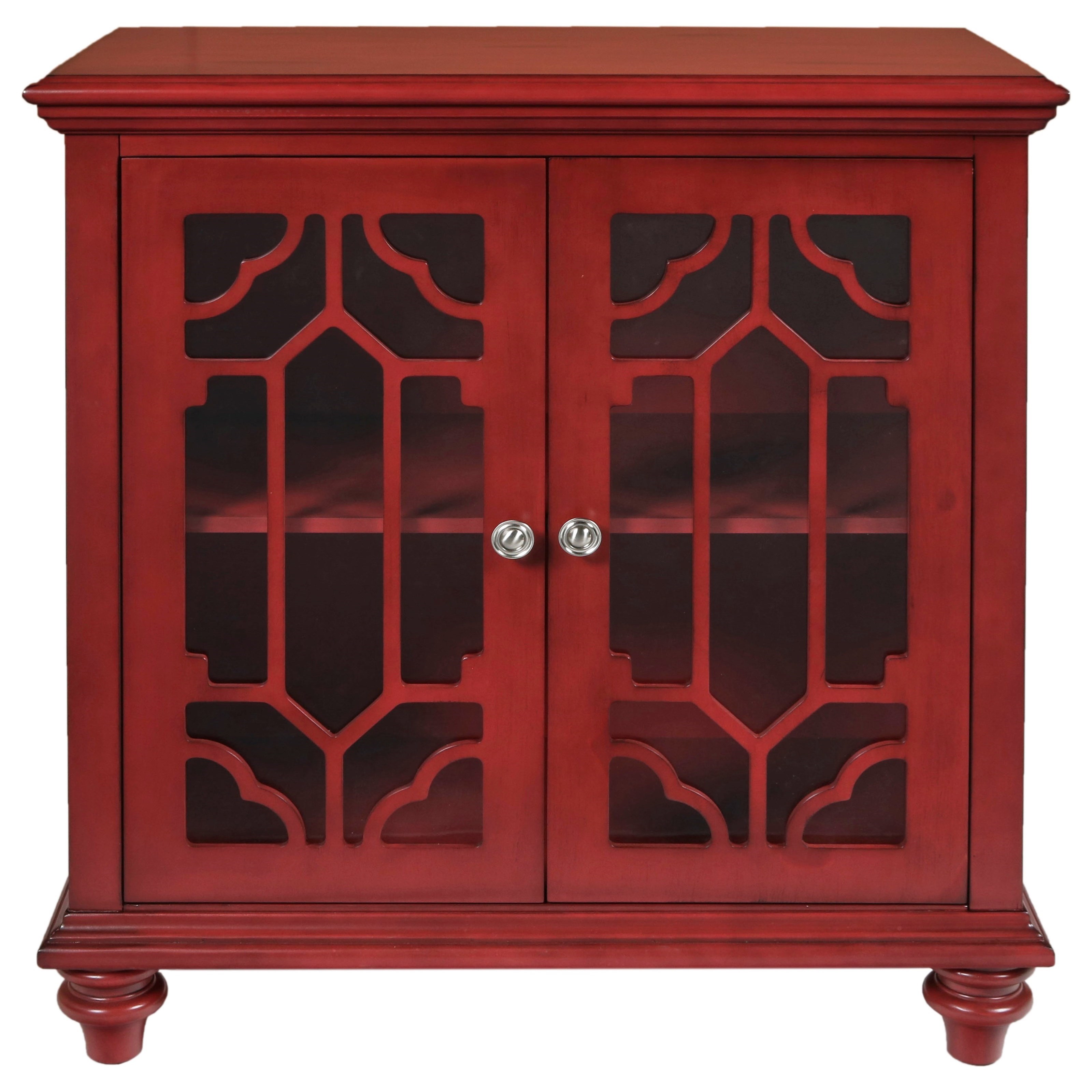 New Classic Enzo Ta3800 Red Glass Front Cabinet With Doors