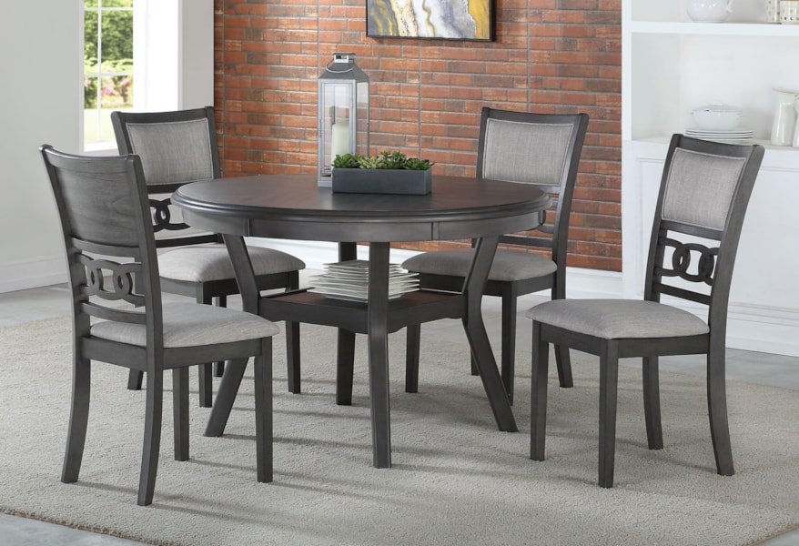 New Classic Gia Dining Table And Chair Set With 4 Chairs And Circle Motif Value City Furniture Dining 5 Piece Sets