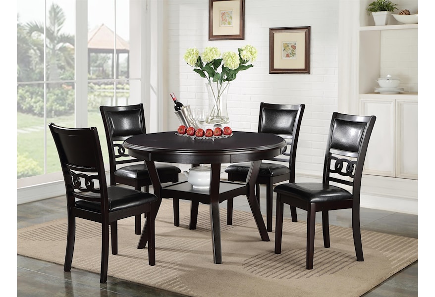 New Classic Gia Contemporary 5 Piece Dining Table And Chair Set With Table Storage Wilcox Furniture Dining 5 Piece Sets