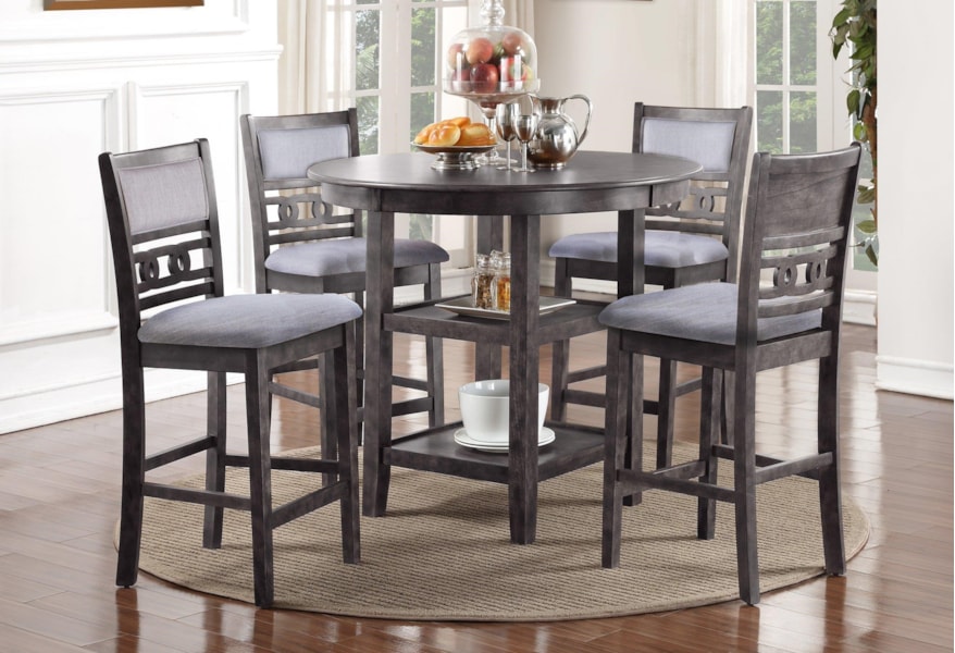 New Classic Gia Counter Height Dining Table And Chair Set With 4 Chairs And Circle Motif Value City Furniture Dining 5 Piece Sets