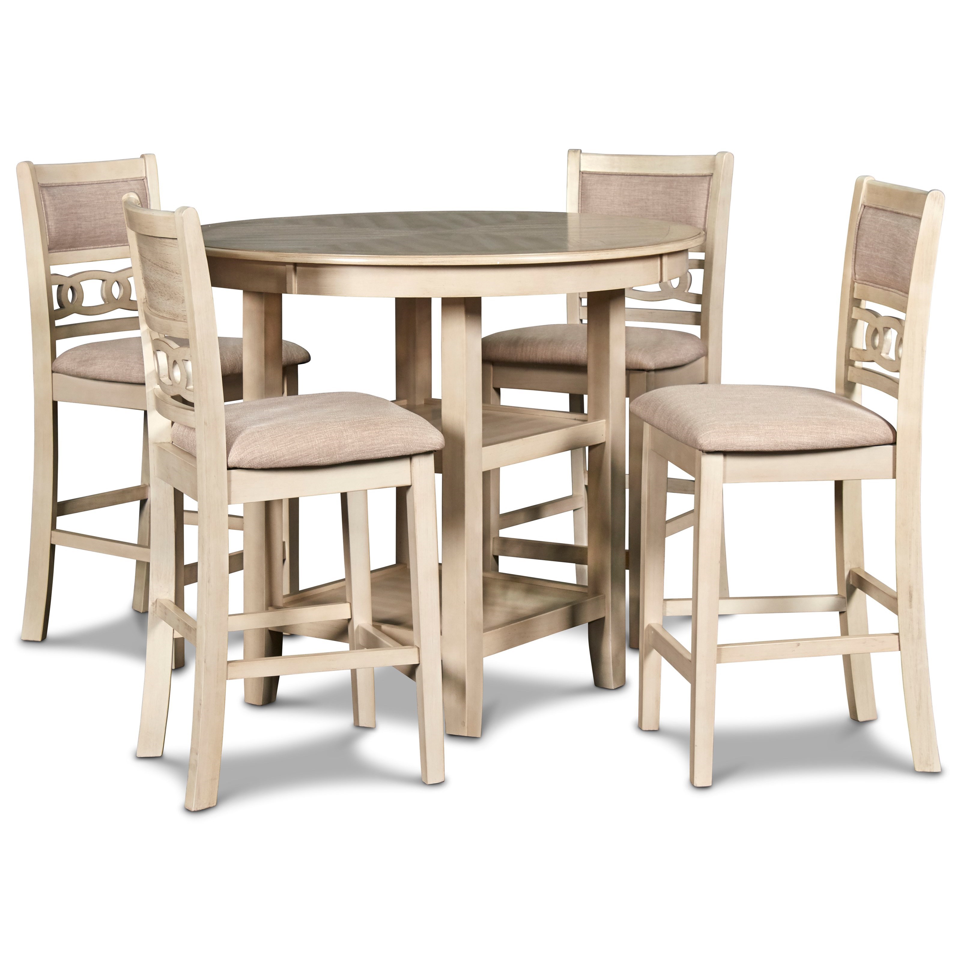 New Classic Gia Contemporary 5 Piece Counter Height Dining Table And Chair Set With Table Storage Wilson S Furniture Pub Table And Stool Sets