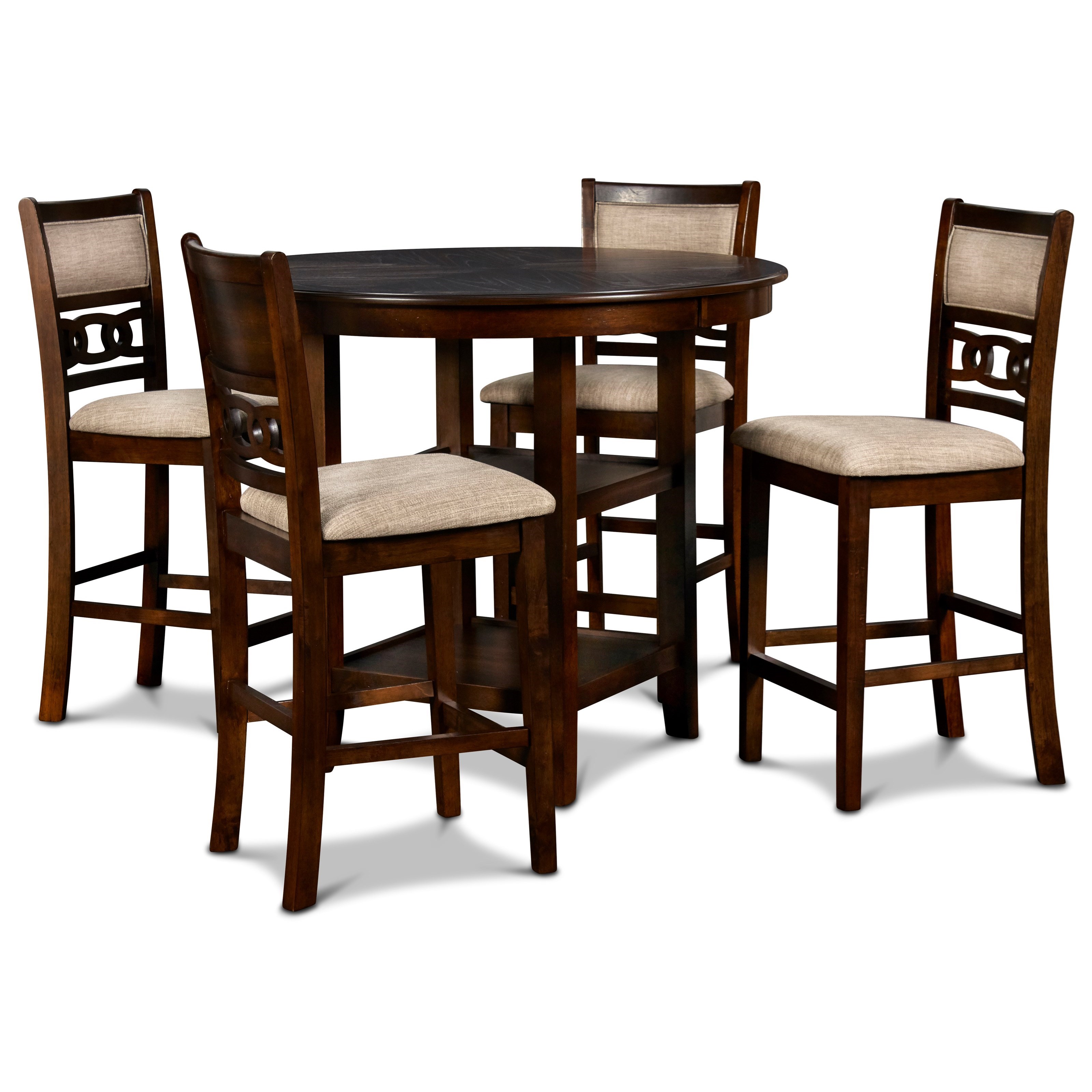 New Classic Gia 451171070 Contemporary 5 Piece Counter Height Dining Table And Chair Set With Table Storage Beck S Furniture Pub Table And Stool Sets