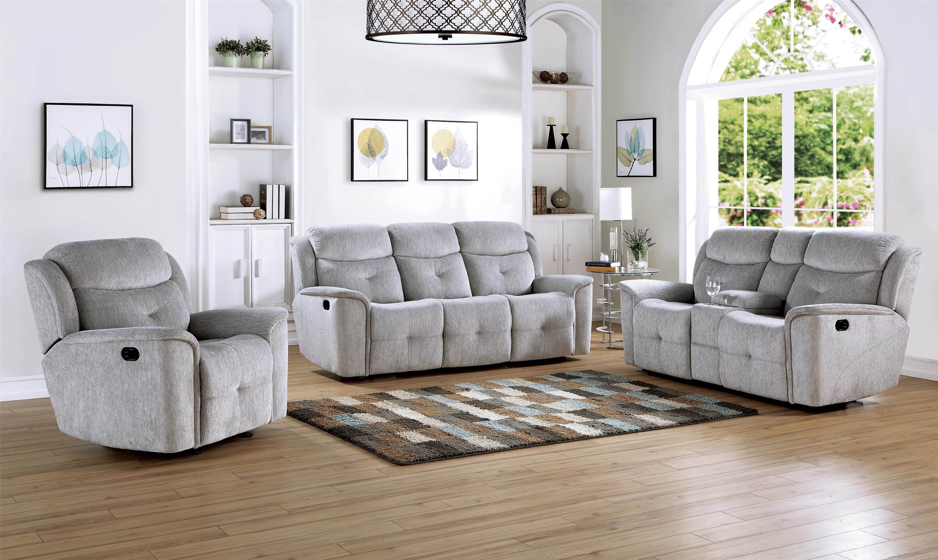 grey sofa recliner set