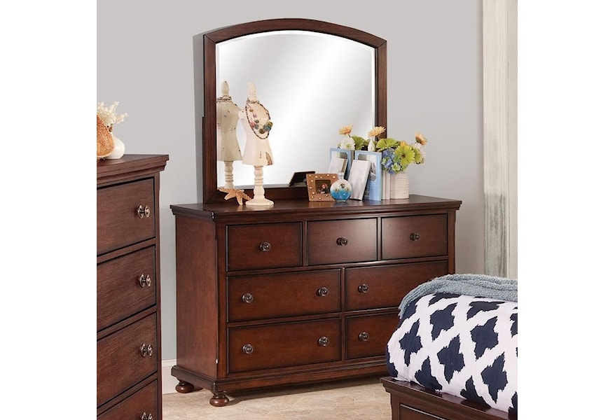 New Classic Jesse Seven Drawer Youth Dresser And Arched Mirror Set