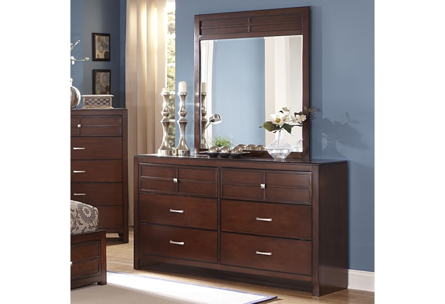 New Classic Kensington 6 Drawer Dresser And Vertical Mirror Set