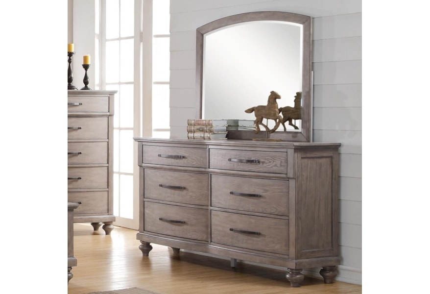New Classic La Jolla Six Drawer Dresser And Arched Mirror Set