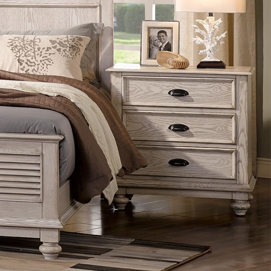 New Classic Lakeport White Driftwood Traditional Nightstand With Built In Usb Chargers Wilcox Furniture Nightstands