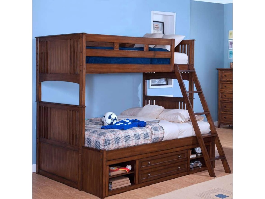 New Classic LoganTwin over Twin-to-Full Bunk Bed with Storage