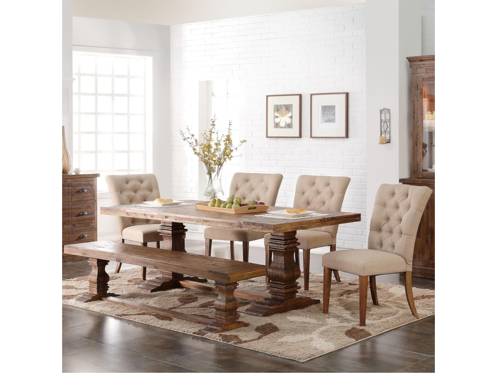 New Clic Normandy 6 Piece Double Pedestal Table And Upholstered New Clic Normandy6 Piece Dining Table Set