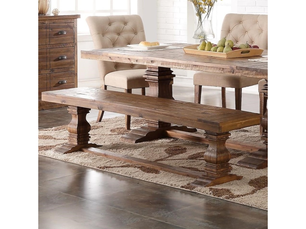 New Clic Normandy Dining Bench With Double Pedestal Base Beck S New Clic Normandydining Bench