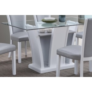 New Classic Furniture Platina Contemporary Dining Table With Glass Top Del Sol Furniture Dining Tables