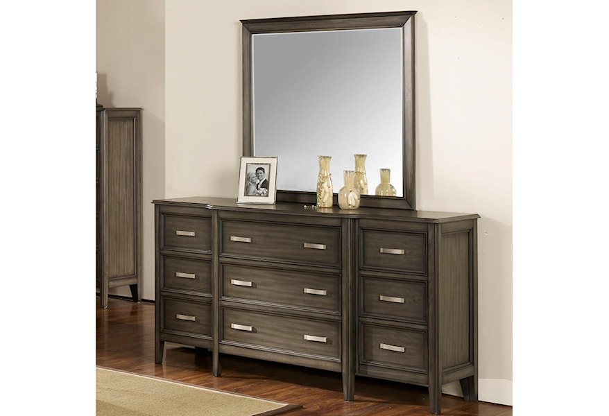 New Classic Richfield Smoke 9 Drawer Dresser With Velvet Lined Top
