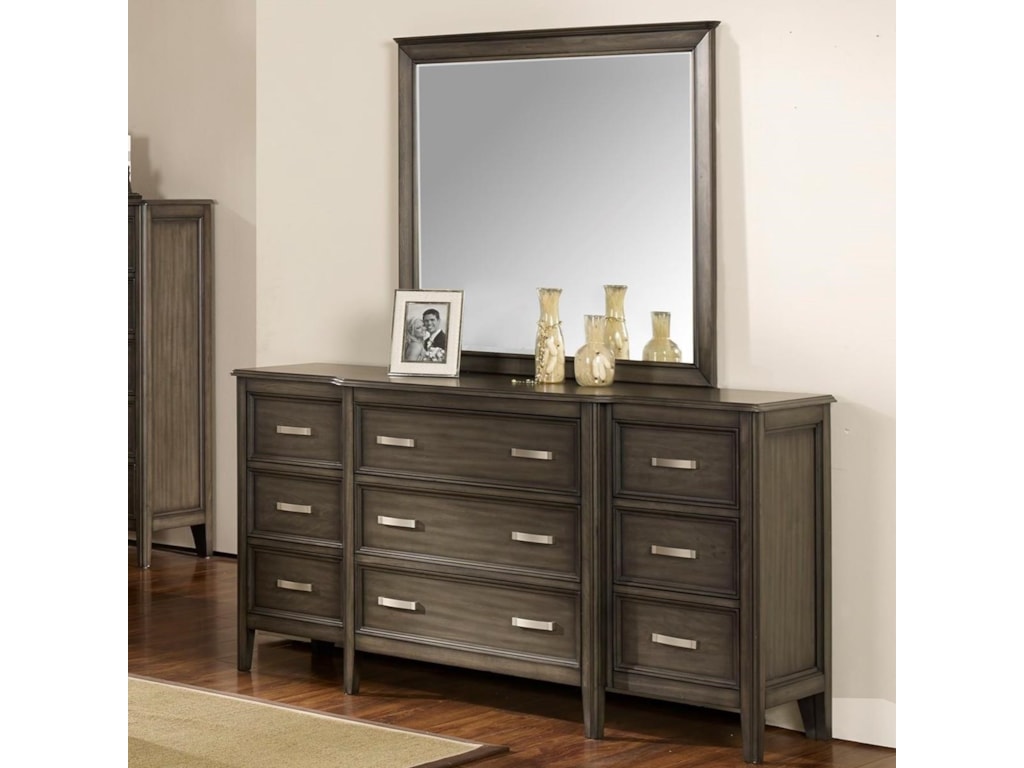 New Clic Richfield Smoke 9 Drawer Dresser With Velvet Lined Top Richfield Smoke 9 Drawer Dresser With Velvet Lined Top Drawerirror By New Clic