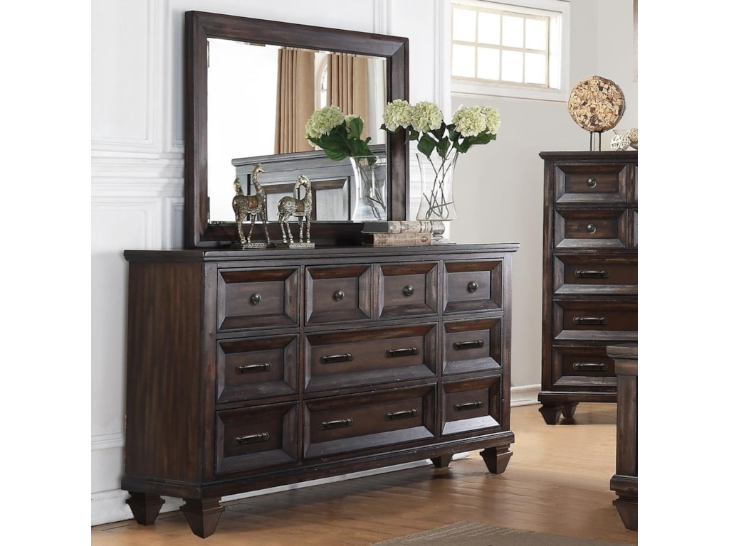 New Classic Sevilla Nine Drawer Dresser And Mirror Set Beck S