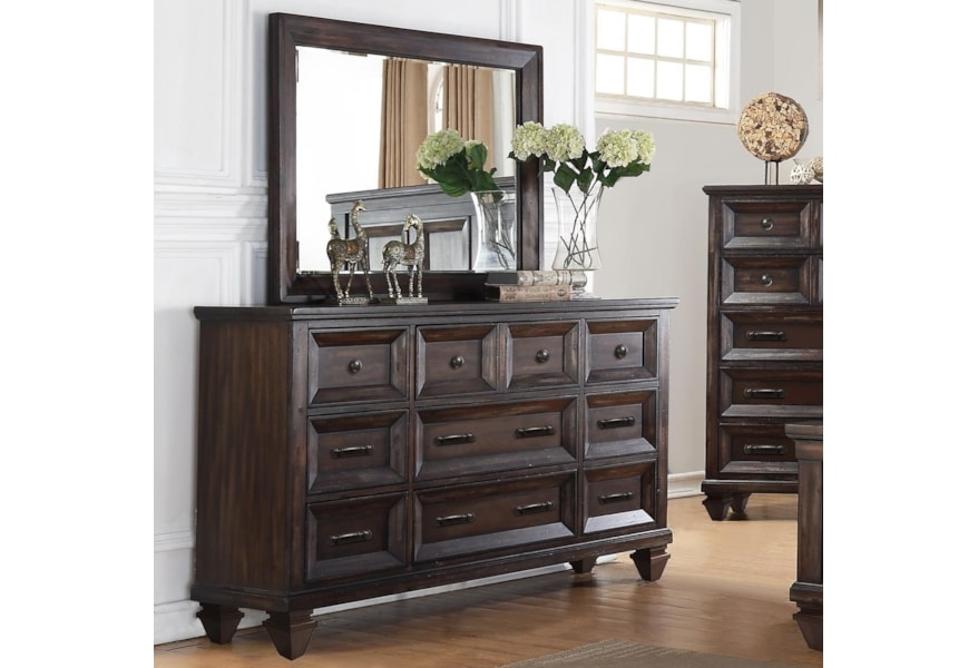 New Classic Sevilla Nine Drawer Dresser And Mirror Set Rife S