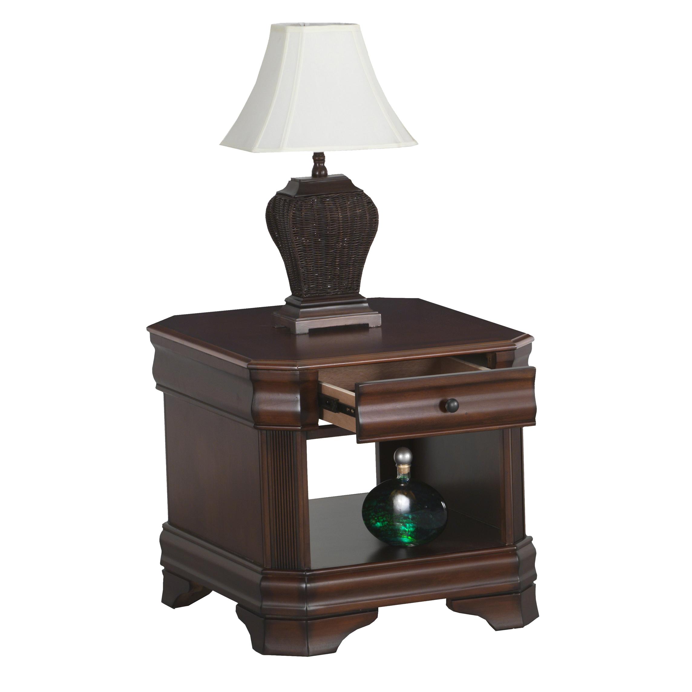 end table with lamp and drawer