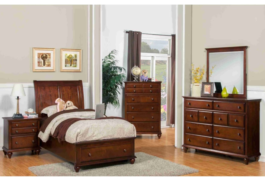 New Classic Spring Creek Twin Low Profile Storage Bed With Sleigh