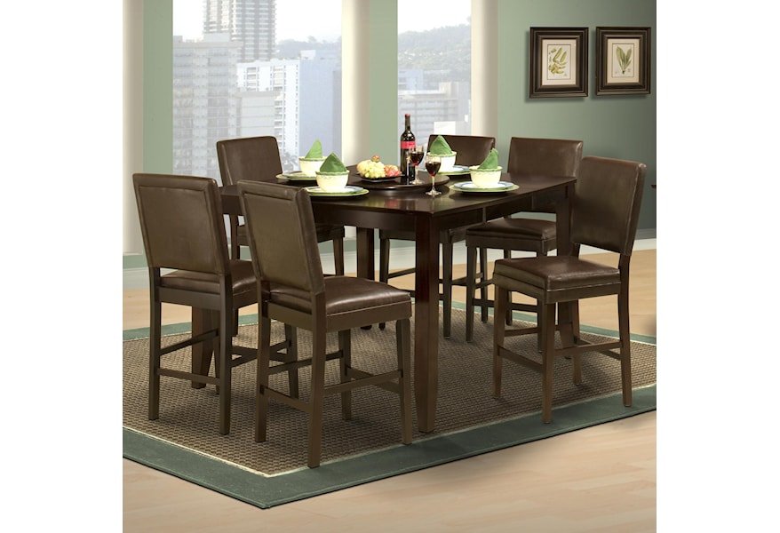 Style 19 7 Piece Counter Height Table And Upholstered Chair Set By New Classic At Lapeer Furniture Mattress Center