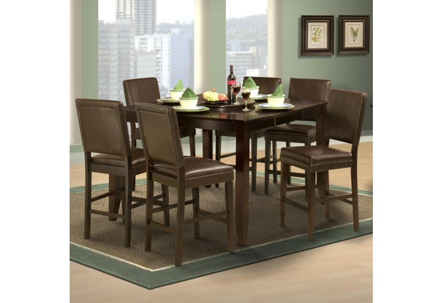 Style 19 7 Piece Counter Height Table And Upholstered Chair Set By New Classic At Lapeer Furniture Mattress Center