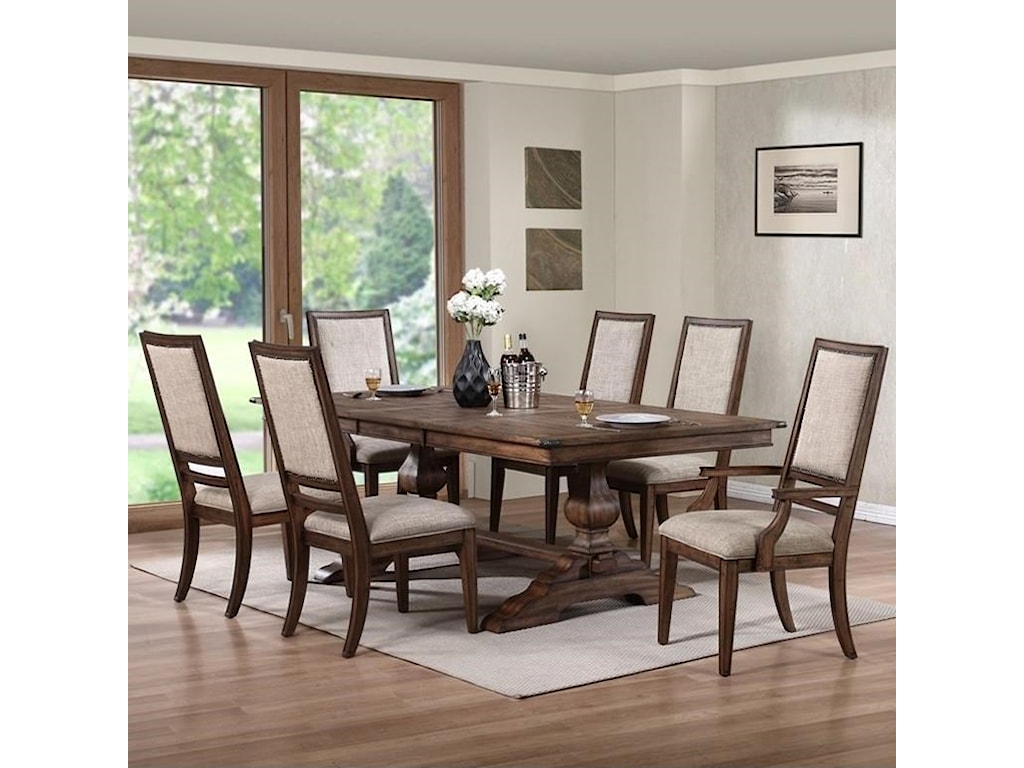 New Classic Sutton Manor 7 Piece Dining Set With Trestle Table