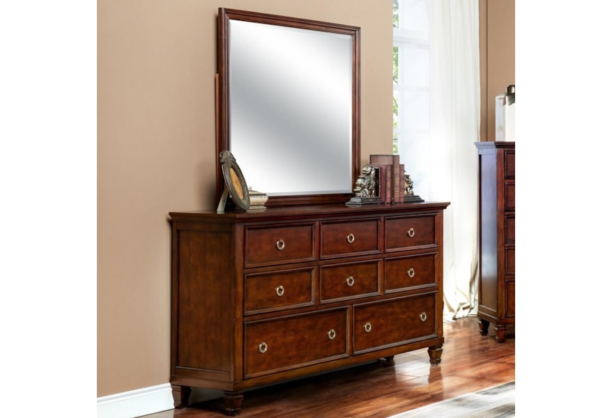 Countryside 8 Drawer Dresser And Square Mirror Set Belfort