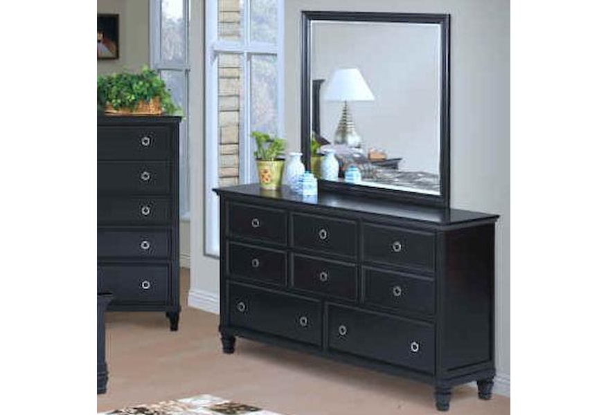 New Classic Tamarack 8 Drawer Dresser And Square Mirror Set
