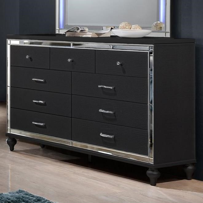 New Classic Valentino Nine Drawer Dresser With Turned Feet