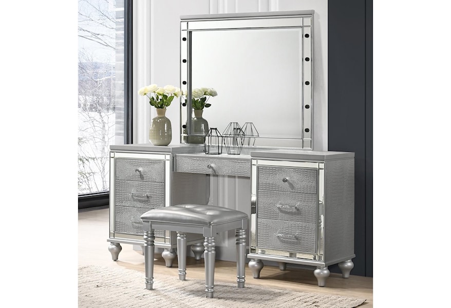 vanity desk with mirror and storage