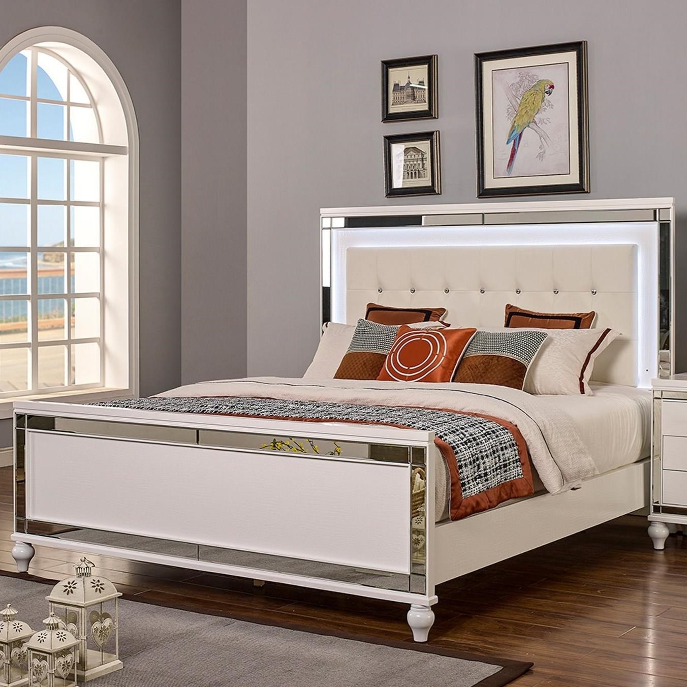 New Classic Valentino California King Bed With Tufted Upholstered Headboard And Led Lighting Beck S Furniture Panel Beds