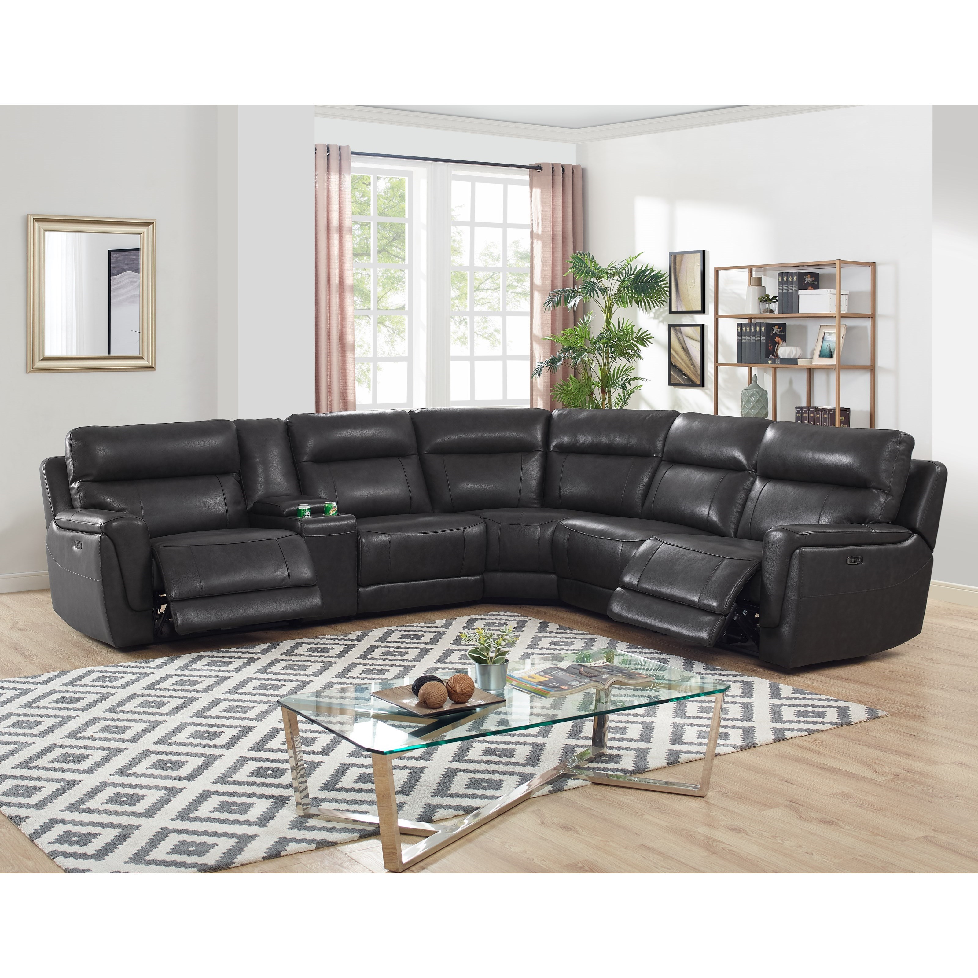 New Classic Zane 4 Seat Reclining Sectional Sofa With Cupholder