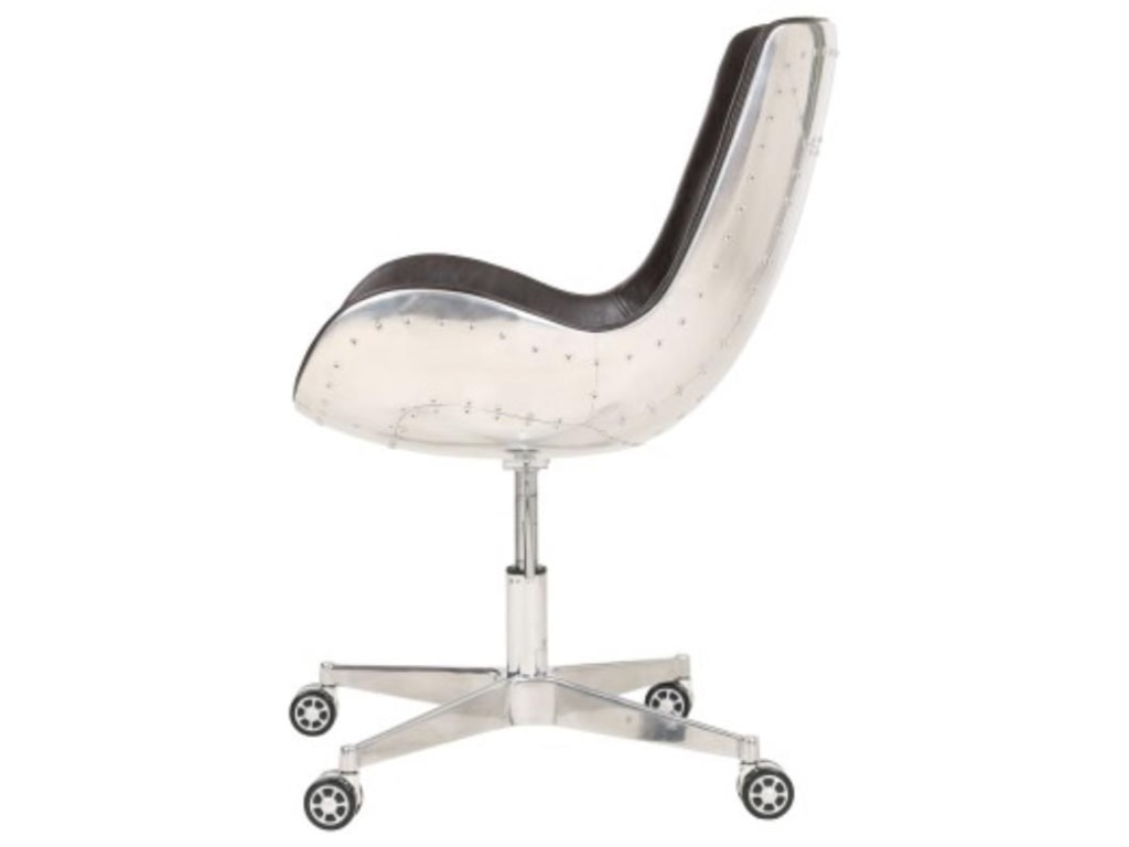 Happy Chair Abner Abner Pu Swivel Office Chair Aluminum Frame Distressed Java Reeds Furniture Office Task Chairs