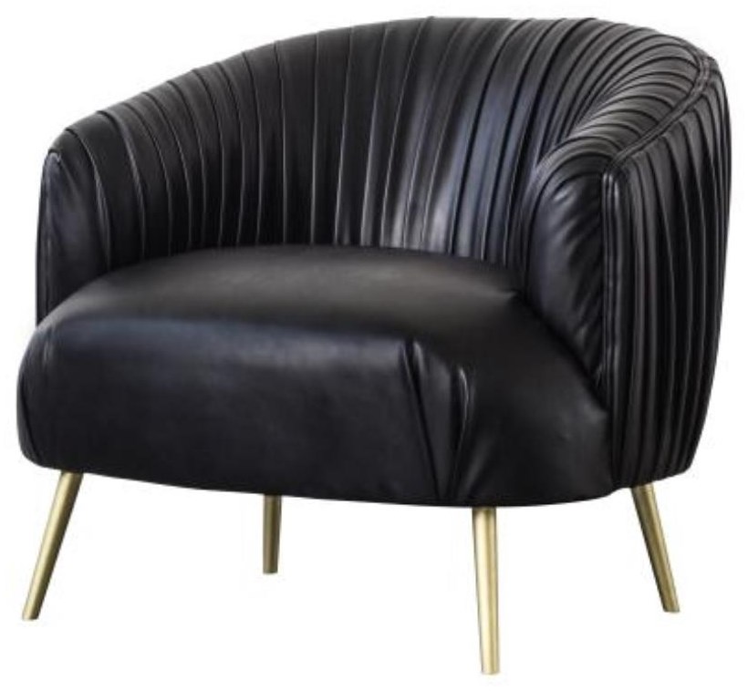 Happy Chair Anna Anna Pu Pleated Accent Chair Gold Legs Treasure Black Reeds Furniture Upholstered Chairs