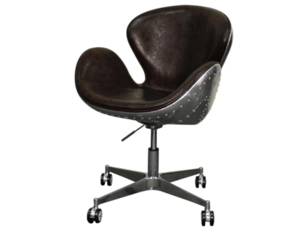 Happy Chair Duval Duval Pu Swivel Office Chair Aluminum Frame Distressed Java Reeds Furniture Office Task Chairs