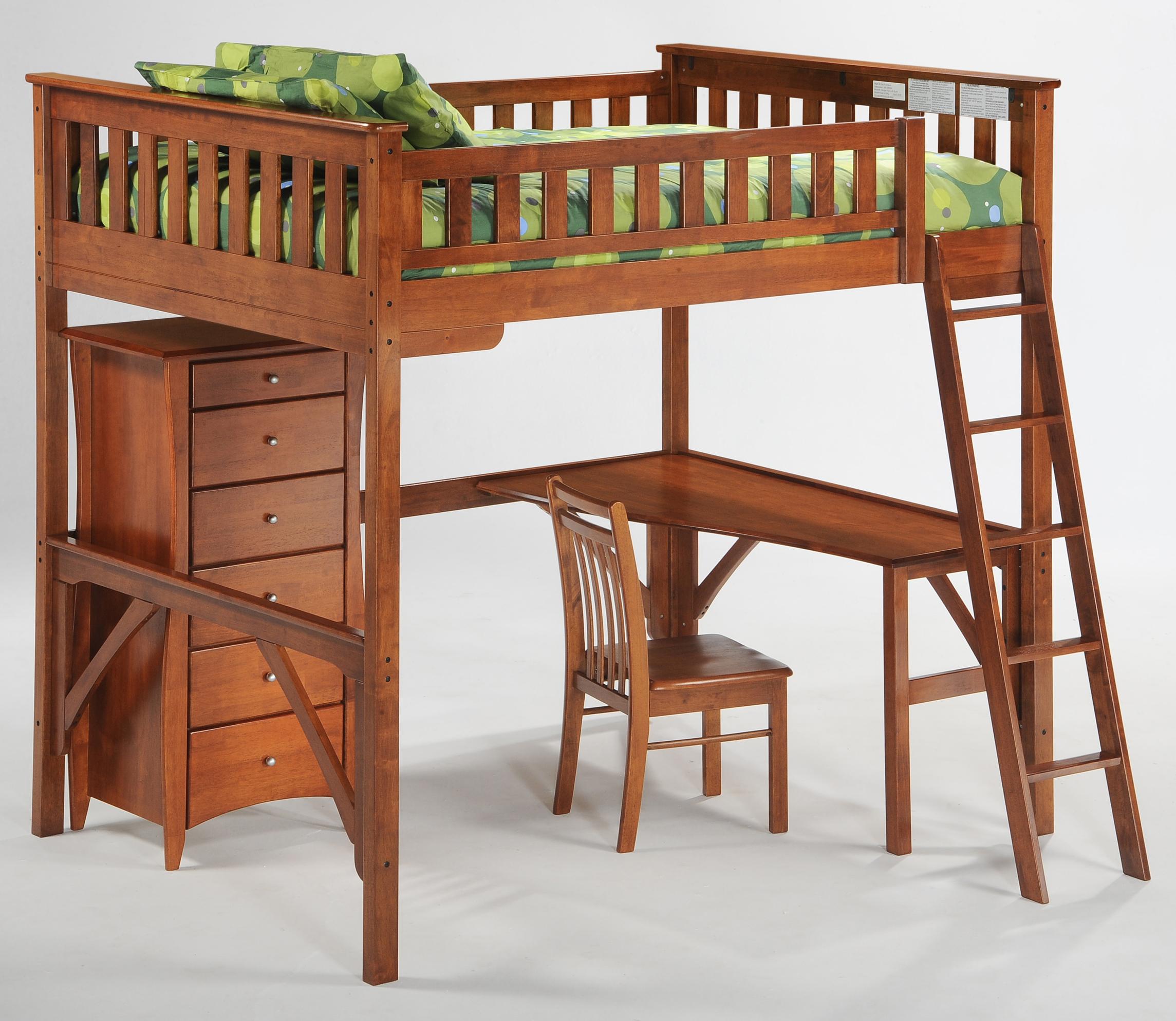 Night Day Furniture Spice Ginger Full Loft Bed With Curvy Desk