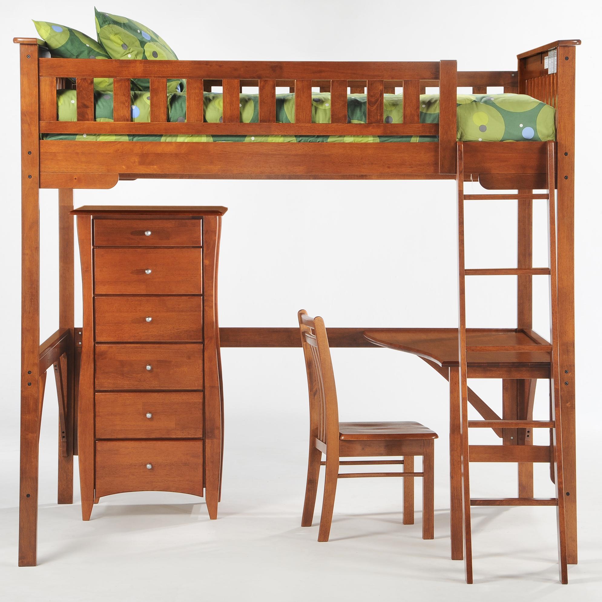 Night Day Furniture Spice Ginger Full Loft Bed With Curvy Desk