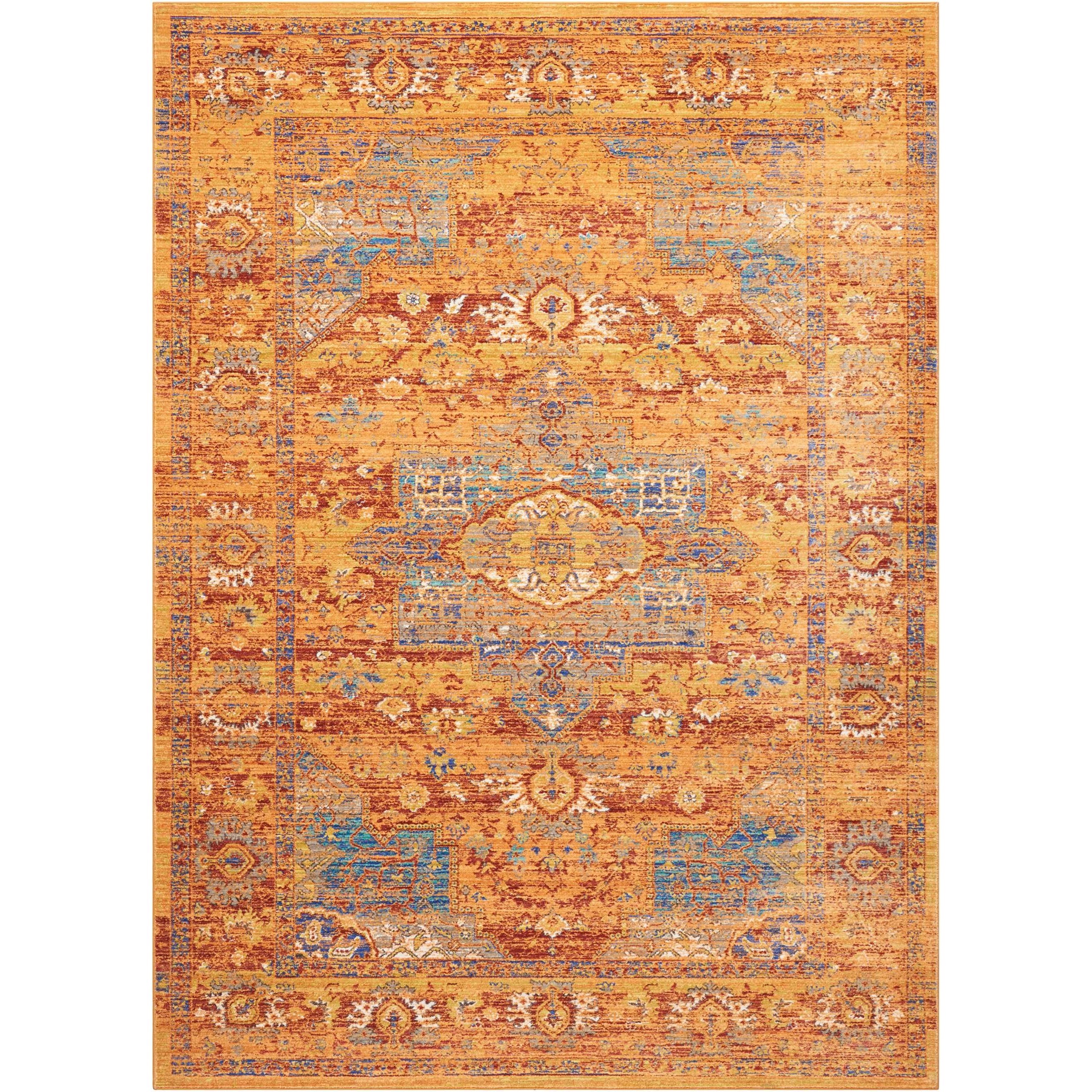 Nourison Delmar 5 3 X7 3 Blue Russet Rectangle Rug Story Lee Furniture Rugs