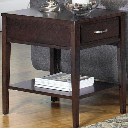 Null Furniture 3012 Rectangular End Table with Drawer and Shelf