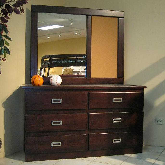 Oak Furniture West Campus Dresser Mirror Combo With 6 Drawers