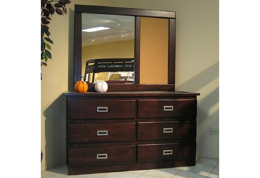 Oak Furniture West Campus Dresser Mirror Combo With 6 Drawers