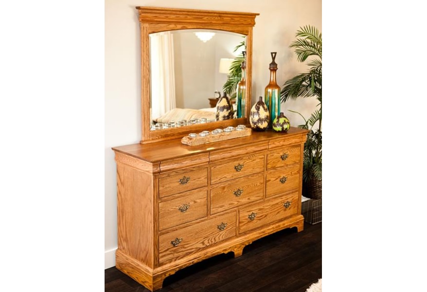 Oakwood Industries Edinburgh 8 Drawer Dresser With 3 Hidden Drawers And Wood Framed Mirror Mueller Furniture Sets Oakwood Industries Edinburgh 8 Drawer