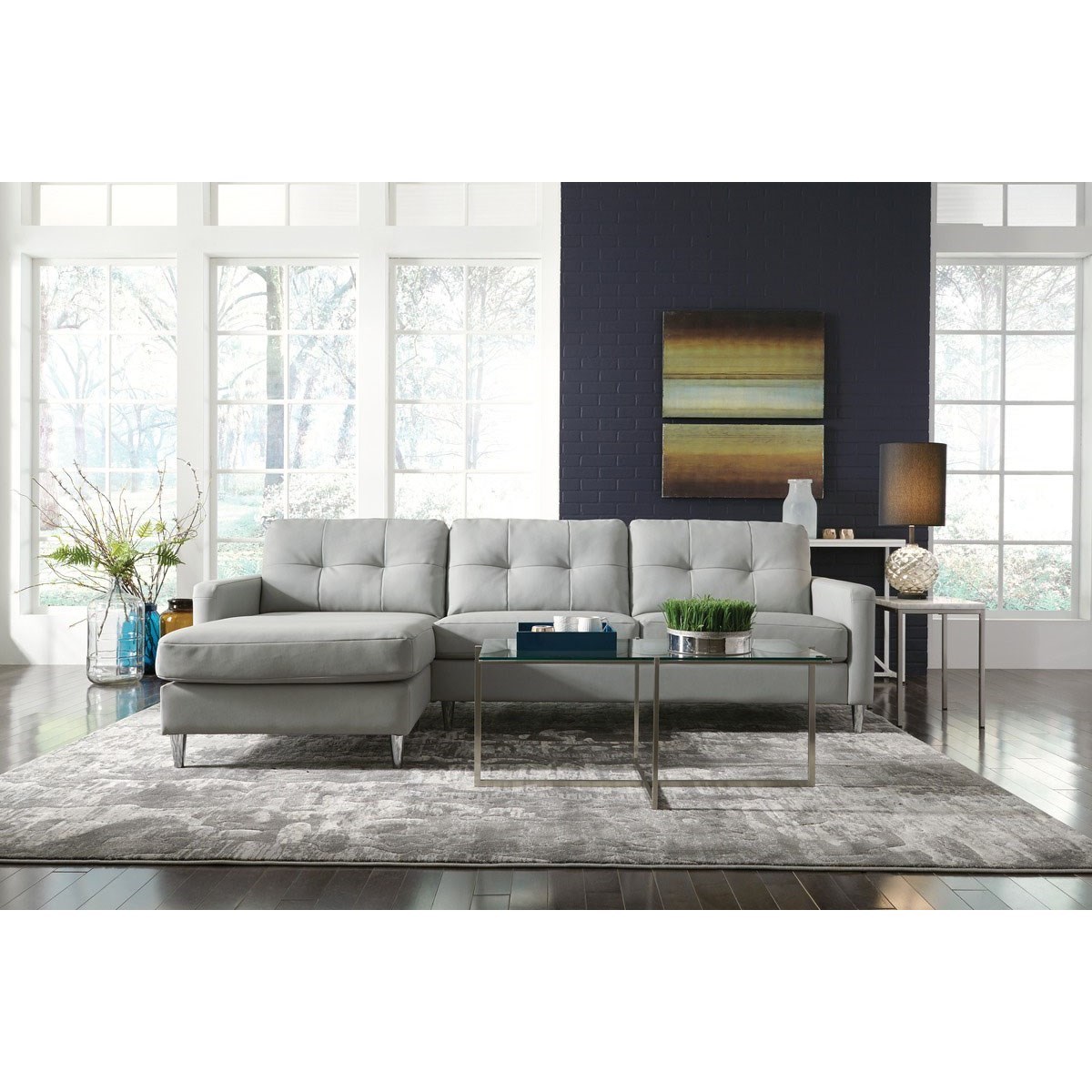 Palliser Beech Mid Century Modern Sectional Sofa With Left Arm