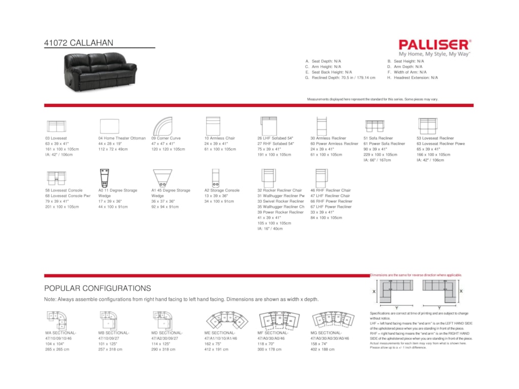 Palliser Callahan4-Seat Reclining Sectional Sofa