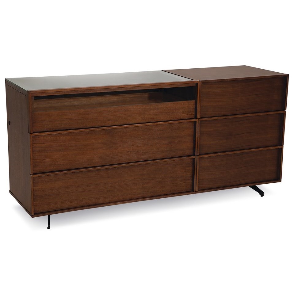Palliser Kamden Mid Century Modern Dresser With Glass Top