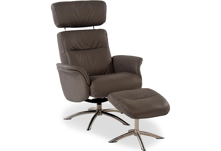 Quantum Contemporary Leather Reclining Chair W Swivel Base And